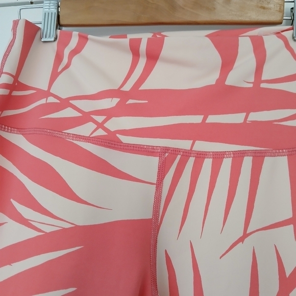 Aerie Chill Play Move Pink Tropical Palm Print Athletic Leggings Womens Medium - Picture 11 of 12